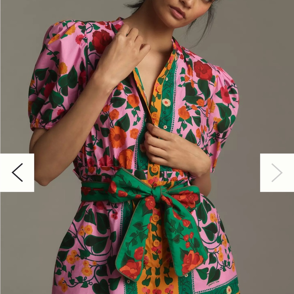 Farm Rio Floral Puff Sleeve Romper